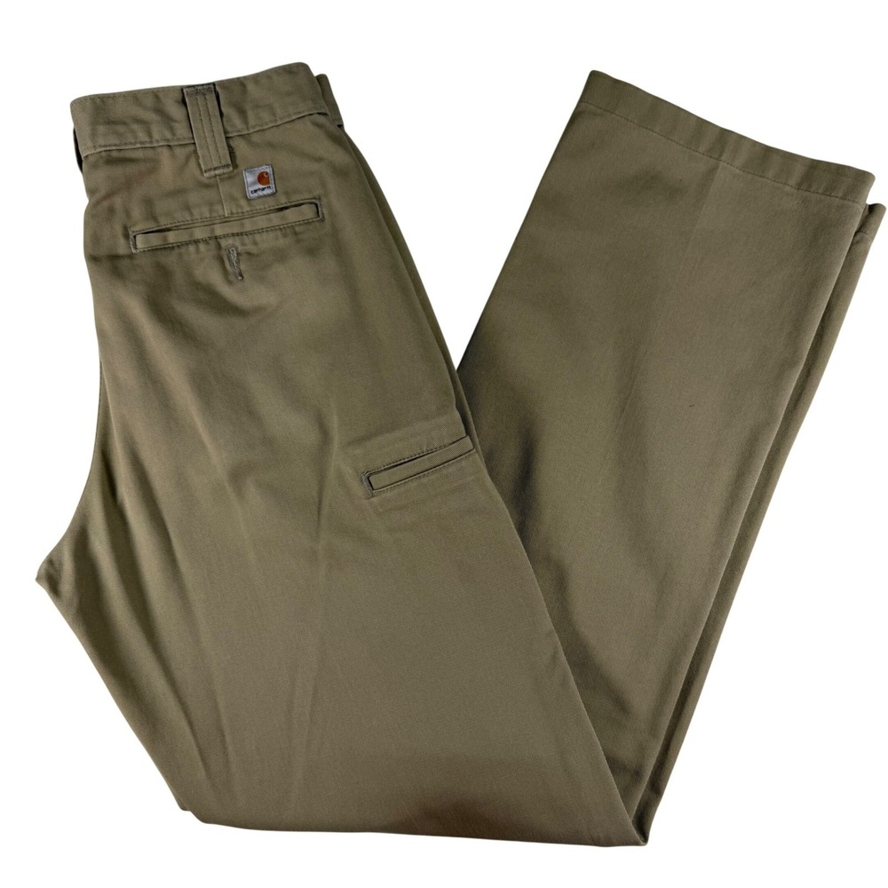 Carhartt Mens Double Front Work Pants Khaki Tan Straight Leg Utility 30x32